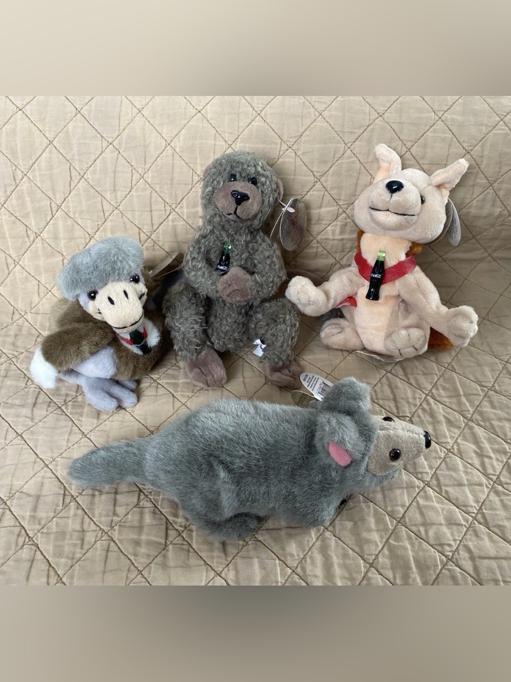 Retired Vintage Coca Cola Set Of 4 Plush-Niger, South Africa, Tunisian, Pakistan